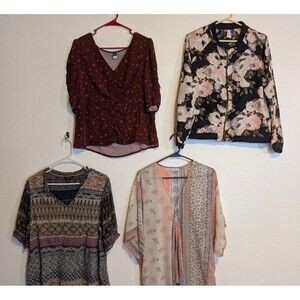 Boho Chic Bundle Sz Large Tops Jacket (4) Hippie Floral Indie Whimsygoth Fall